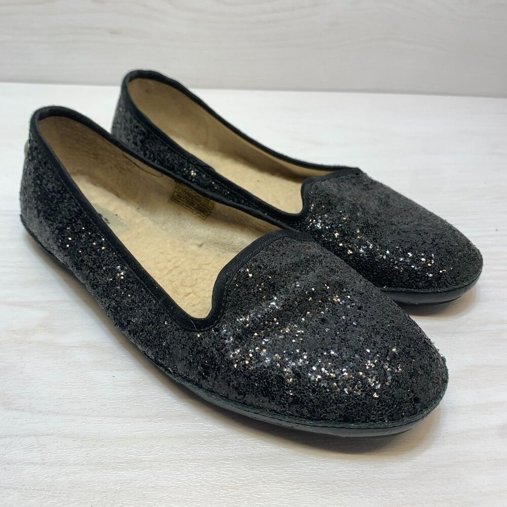 UGG Australia‎ Alloway Flats Women's Size 7 Black Glitter Low Top Slip On Shoes